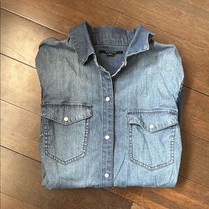 Tahari Chambray Shirt in Medium Blue